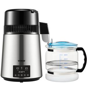 Destilador de agua de encimera DB 750W 1.1Gal 0.3Gal/H Pantalla de temperatura dual Máquina de acero inoxidable 304 3 paquetes de carbono Jarra de vidrio - Product Image 1