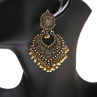 Boucles d'oreilles pendantes vintage en forme de cœur plaqué or pour femmes, accessoires de mode indiens, cadeau pour filles
