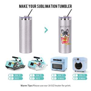 Gobelet isotherme fin à sublimation vierge, argenté, 20 OZ, en acier inoxydable droit, avec couvercle et paille métallique, pour café - Product Image 5