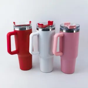 2024 Adventure Quencher vacuum stainless steel travel mug 40oz terisolasi pegangan tumbler dengan tutup dan sedotan