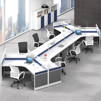Bureaux pour personnel : Combinaisons de bureaux et chaises de bureau modernes et simples, modulaires pour 3/6/8 personnes, avec écran de séparation, pour bureau à domicile écologique