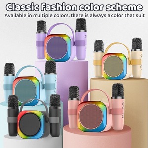 Haut-parleur LED arc-en-ciel mignon avec deux micros et mode de suppression de la voix originale pour le chant en intérieur et en extérieur - Product Image 6