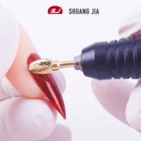 SHUANGJIA Fraise à ongles en carbure de tungstène pour manucure électrique, moteur sans balais, embouts dorés pour retirer le gel