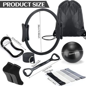 CZFIT - Juego de 8 Anillos de Pilates para Mujer, Antideslizantes, Equipo de Gimnasio y Yoga, Incluye Banda de Resistencia, Bolsa de Transporte y Accesorios de Pilates - Product Image 2
