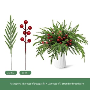 Branches artificielles <span class=keywords><strong>de</strong></span> pin <span class=keywords><strong>de</strong></span> Norfolk vert givré 10 tiges <span class=keywords><strong>de</strong></span> baies en plastique pour guirlande <span class=keywords><strong>de</strong></span> <span class=keywords><strong>Noël</strong></span>, 20 pièces - Product Image 3