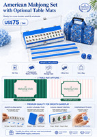 Jeu de Mahjong Américain 166 Tuiles en Mélamine Premium, Tuiles Pliables Automatiquement, 4 Supports Transparents, Poussoirs, Jeu de Mahjong Américain Moderne