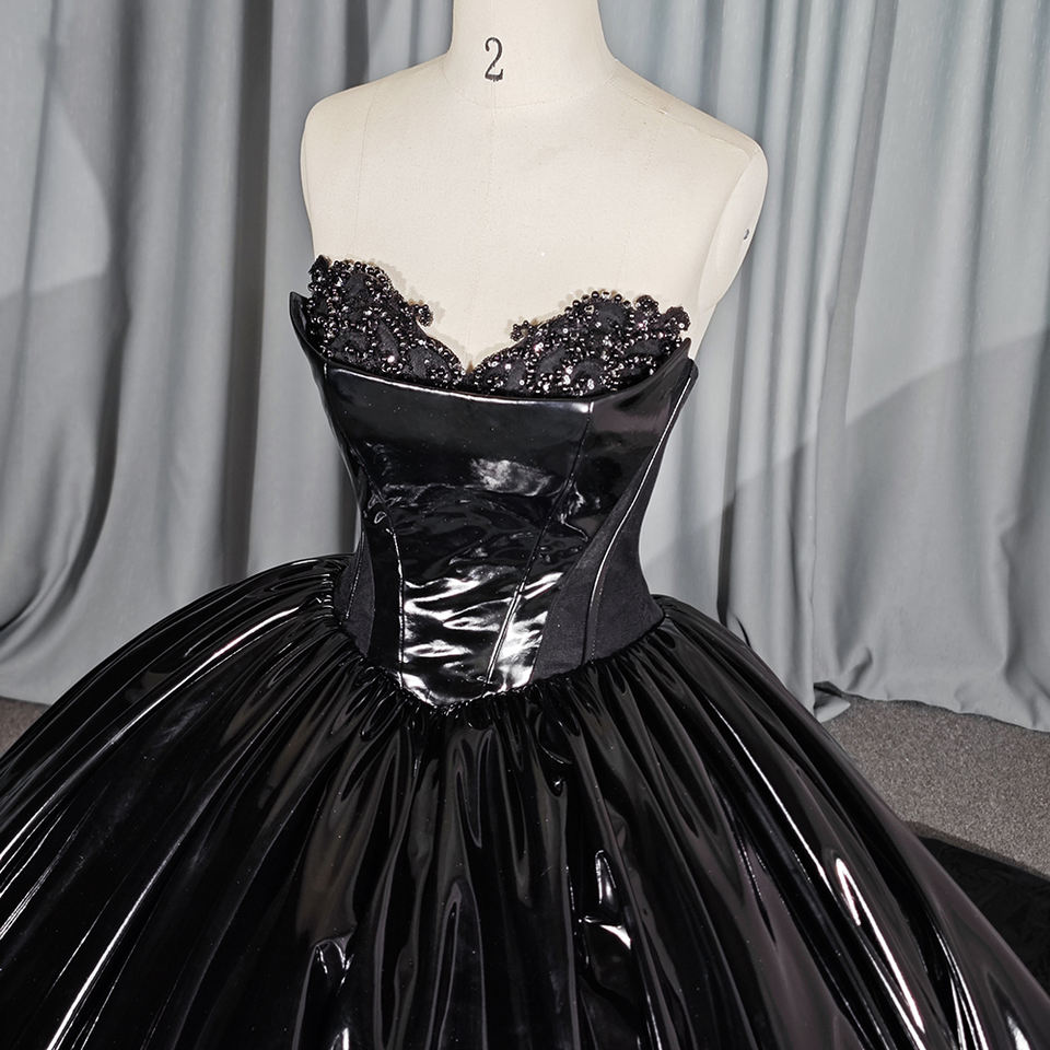Wholesale Black High Quality Imitation Leather Evening dress,1 Piece