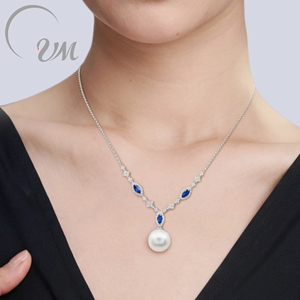 UM Jewelry Collier en or massif 18 carats avec diamant naturel perle d'eau douce perle unisexe mariage quotidien fête commémorative ensemble en gros - Product Image 1