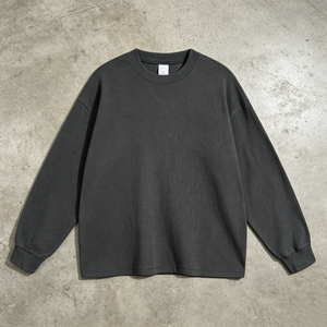 Heavyweight <strong>Sweatshirts</strong> Oversized Thermals High Quality Long Sleeve Custom logo <strong>Crewneck</strong> <strong>Mens</strong> Waffle Luxury T-shirt Manufacturer - Product Image 4