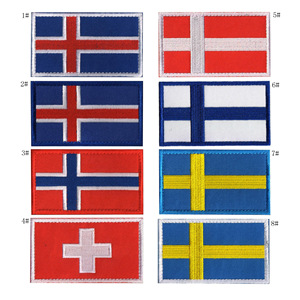 Parche Bordado Personalizado con la Bandera de los Cinco Países Nórdicos (Icelandia, Finlandia, Noruega, Suecia, Dinamarca), Insignia Táctica con Gancho y Bucle - Product Image 4