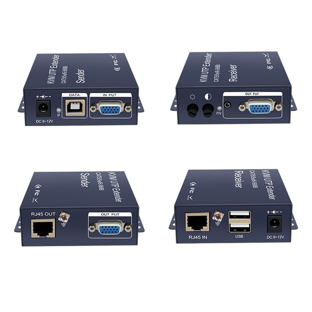 100m 300m VGA USB KVM Extender IP Network Over Cat5/5e/6 Cable 1080P Keyboard Mouse KVM Extender VGA Audio Transmitter Receiver