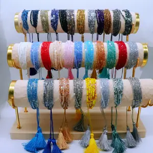 Tự Làm Tùy Chỉnh Handmade Pha Lê Thủy Tinh Cristal Vuông Hạt Đa Lớp Dệt Tua Boho Vòng Đeo Tay Cô Gái Cho Phụ Nữ Người Đàn Ông