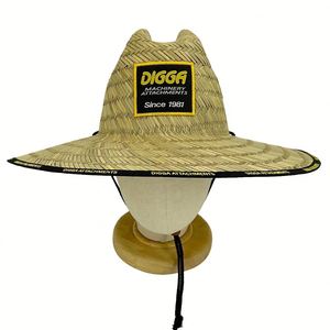 Wholesale Custom Summer Lifeguard Beach Hat Wide Brim Surfing Straw Sombrero Promotional Caps