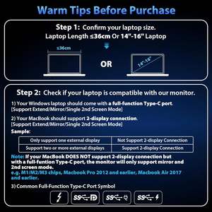 Moniteur portable à double écran pour MacBook 2x15.6 pouces IPS 250 Nits Câble de connexion à double USB-C Prend en charge le mode étendu/miroir Seconde - Product Image 3