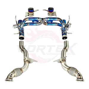 Sistema de Escape Completo Vortex Titanium Blue para Ferrari 488 GTB 3.9T con Tubos Delanteros X-Cross y Puntas Quemadas - Product Image 3