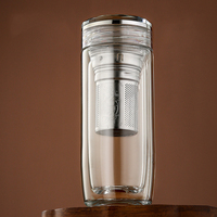 Tasse isolante en verre borosilicate transparent à double paroi, forme œuf d'oie avec couvercle diamant, ensemble cadeau de tasses à thé isolantes