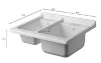 Lavabo double mural moderne en résine PP thermoformée de haute qualité, écologique et économique pour intérieur/extérieur
