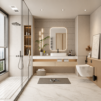 Ensemble de meuble-lavabo de salle de bain en chêne crème moderne Elite avec vasque intégrée et miroir intelligent rétroéclairé pour projets de villas de luxe