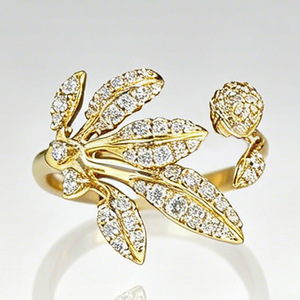 Bague ouverte ajustable en zircon motif feuille de bananier pour femme, bijou de doigt tendance pour les vacances - Product Image 3