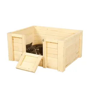 Özel toptan kapalı kolay montajı çit Pet köpek domuz kedi yatak Whelp saklama kutusu ahşap köpek yavrusu Whelp kutusu