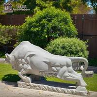 Estatua clásica de animales salvajes, escultura de toro de mármol de piedra Natural
