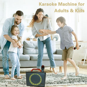 Machine with Two Wireless <b>Microphones</b> Portable BT Speaker LED Lights Supports TF Card/USB <b>for</b> Party - Product Image 6