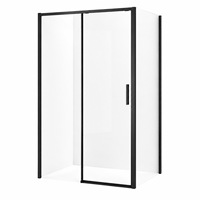 Porte de douche coulissante en verre noir pour entrée d'angle, cabine de douche 1950 mm (H) et 880-1420 mm (L), verre trempé, pour hôtel, salle de bain, appartement