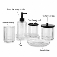 Ensemble d'accessoires de salle de bain en verre haut de gamme pour hôtel, comprenant un distributeur de savon, un porte-brosse à dents et un pot à coton, pour salles de bain et chambres d'hôtel