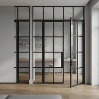 Porte extérieure/intérieure Crittal Design en acier avec double vitrage français, sécurité renforcée et grille décorative intégrée