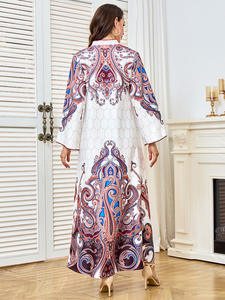 Nouvelle Jalabiya musulmane à col en V pour femmes, Ramadan 2026, Moyen-Orient, imprimé paisley, robe de style ethnique, robe islamique élégante de Dubaï - Product Image 6