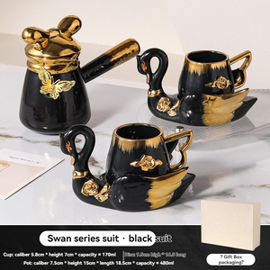 Tasses et soucoupes à café en céramique électroplaquée or à bord doré, style Moyen-Orient, services à thé de l'après-midi, mugs et soucoupes en céramique - Product Image 4