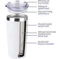 Prix de gros Gobelet isotherme sous vide 20oz à double paroi en acier inoxydable 304 pour boissons chaudes et froides, idéal pour la gym