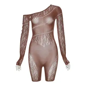 Groothandel Glanzende Mouwloze Strass Kwastje Podiumvoorstelling Show Paalkleding Club Jumpsuit Dames Feest Eendelig Bodysuit