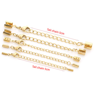 ชุดสายหนังต่อขยายพร้อมโซ่ ชุบทอง 18K PVD สแตนเลสสตีล ตัวล็อคแบบก้ามปู สำหรับทำสร้อยข้อมือ สร้อยคอ DIY - Product Image 2