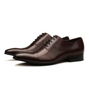 Chaussures en cuir de luxe haut de gamme pour hommes, modèle Oxford à trois points, style anglais, formelles, à lacets, légères - Product Image 5