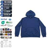Hoodie streetwear minimaliste 100% coton avec ourlet côtelé, couleur unie, poids lourd 350G, coupe décontractée, capuche double couche, vêtement décontracté