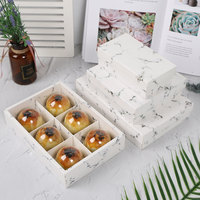 Boîte d'emballage transparente givrée de pâtisserie, pour gâteau et desserts, avec imprimés de marbre, lune, œuf, blancs, 10/2/4/6 trous