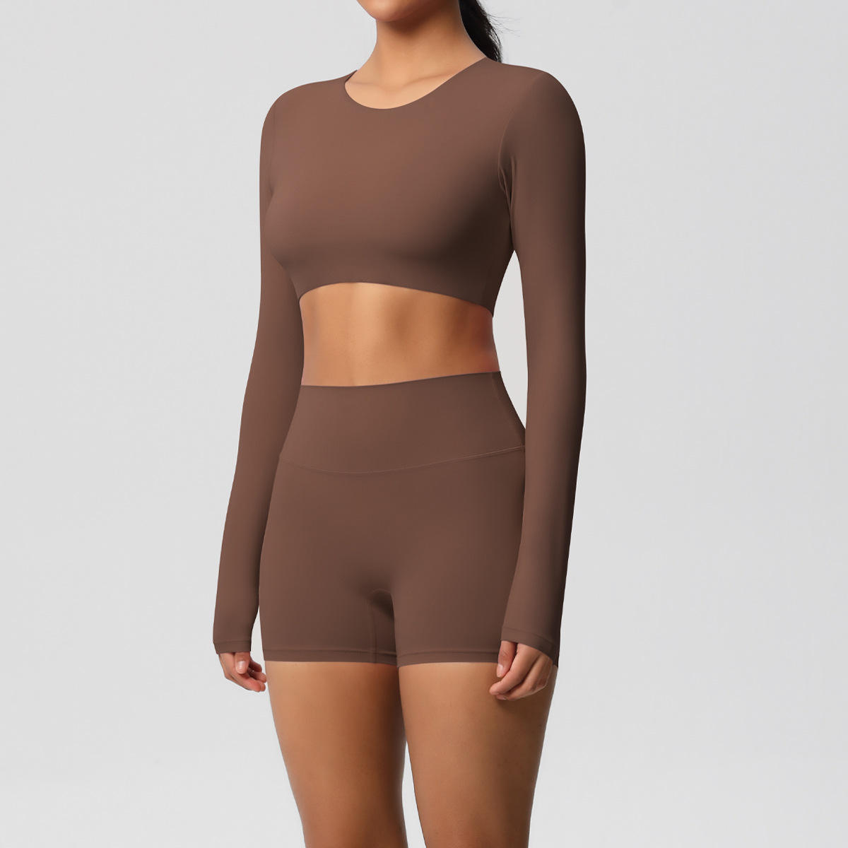 7104 Manches Longues + 7101 Ensemble Short-Châtaigne