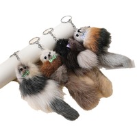 Petit pendentif en fourrure de renard véritable, mignon, pour femmes, breloque pour sac en peluche, porte-clés de voiture, accessoires