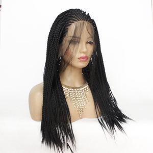 Perruques tressées cornrow bon marché nuage court 9 nuage 9 dentelle suisse, perruque tresses au crochet bouclée ondulation profonde avec deux tresses freetress français - Product Image 3