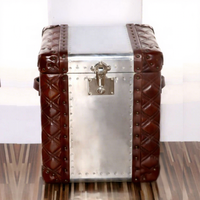 Personnalisé industriel pour coffre en cuir véritable aluminium antique salon côté armoire Table maison rangement coin armoire