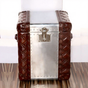 Su misura industriale <span class=keywords><strong>per</strong></span> il tronco in vera pelle in alluminio antico soggiorno lato del tavolo <span class=keywords><strong>mobile</strong></span> armadietto <span class=keywords><strong>ad</strong></span> <span class=keywords><strong>angolo</strong></span> di stoccaggio della casa - Product Image 3