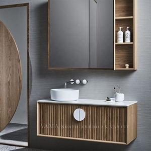 VAMA 800-1800mm moderne nouveau design Australie bois armoires de salle de bain en bois massif ondulation <span class=keywords><strong>vanités</strong></span> de salle de bain avec évier unique DS076 - Product Image 2
