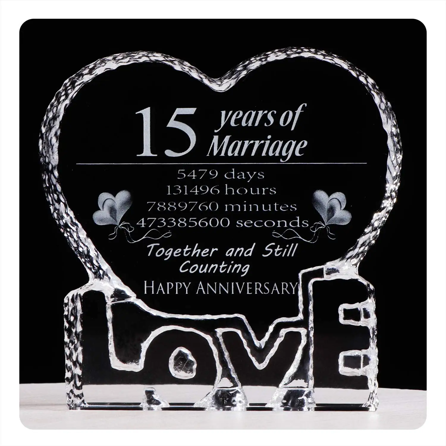 2021 Factory price 15th 25th 50th K9 Crystal Craft Happy Anniversary Wedding Gifts For Guests