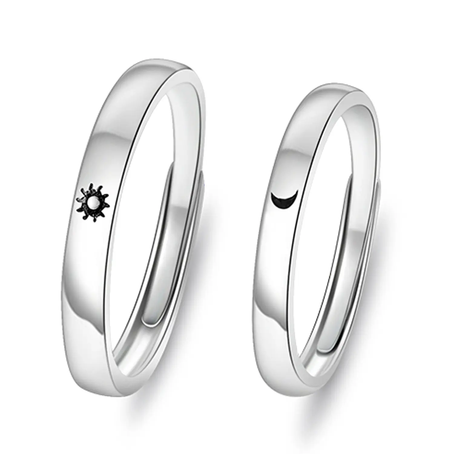 Sonne Mond Paar Ringe Kupfer Polnischen Einstellbar Liebhaber Ring für Girlfried Freund