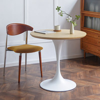 Table à manger ronde Tulip, plateau en MDF, base en alliage d'acier, table basse moderne, salon, petit appartement, bureau, style nordique, 4 places