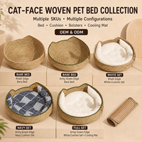 Lit pour chat quatre saisons, griffoir, panier de rangement en paille tressée à la main, détachable, tricoté à la main