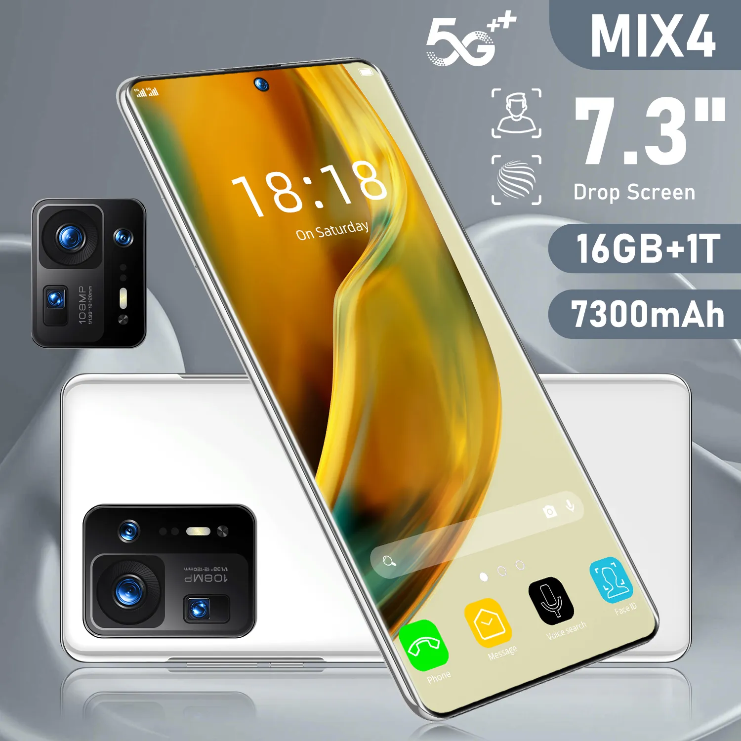 New Original unlock Xiao MIX4 7.3 Inch AMOLED Screen 16GB + 512GB Android 10.0 Smartphone Dual SIM Card cell Phone