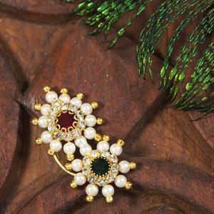 Elegant Pearl Drop Gold Plated Copper <b>Nath</b> Nathani <b>Nose</b> <b>Ring</b> for Women Indian Traditional Bridal Jewelry Gift - Product Image 3