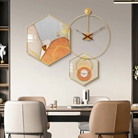Peinture décorative de salle à manger combinaison hexagonale peinture suspendue cuisine table à manger peinture avec horloge murale de haute qualité